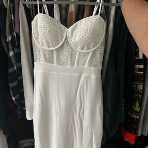 Windsor Elegant White Studded Dress size large